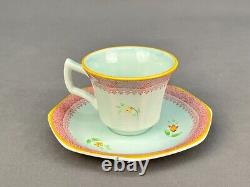 14 Vtg Adams Calyx Ware Lowestoft Mint Green Demitasse Cups + Saucers + Teapot