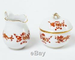 15-pc Meissen Red Dragon Demitasse Mocha Set Coffee Pot Cups Saucers Tea Service