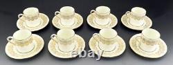 16pc Wedgwood Persephone Gold Swirl Demitasse Tea/Coffee Cups & Saucers