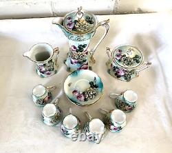 17 Piece Limoge Demitasse Espre Coffee Choc Set Cream Sugar 6 Cups Saucers Excel