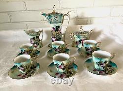 17 Piece Limoge Demitasse Espre Coffee Choc Set Cream Sugar 6 Cups Saucers Excel