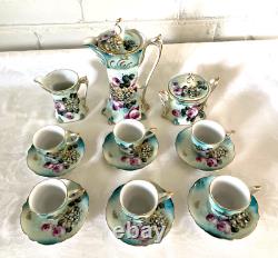 17 Piece Limoge Demitasse Espre Coffee Choc Set Cream Sugar 6 Cups Saucers Excel