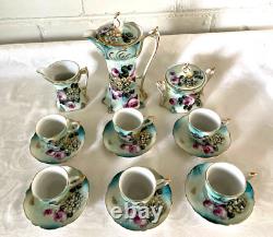 17 Piece Limoge Demitasse Espre Coffee Choc Set Cream Sugar 6 Cups Saucers Excel