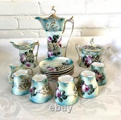 17 Piece Limoge Demitasse Espre Coffee Choc Set Cream Sugar 6 Cups Saucers Excel