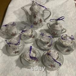 17 pc China Demitasse Tea Pot Creamer Sugar Bowl 6 Tea Cups & saucers Set candle