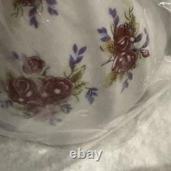 17 pc China Demitasse Tea Pot Creamer Sugar Bowl 6 Tea Cups & saucers Set candle