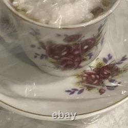 17 pc China Demitasse Tea Pot Creamer Sugar Bowl 6 Tea Cups & saucers Set candle