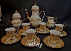 17pc Imperial Japan Design Demitasse Footed Cups Saucers Creamer Sugar Gold Gild