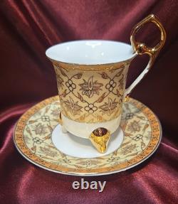 17pc Imperial Japan Design Demitasse Footed Cups Saucers Creamer Sugar Gold Gild