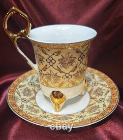17pc Imperial Japan Design Demitasse Footed Cups Saucers Creamer Sugar Gold Gild