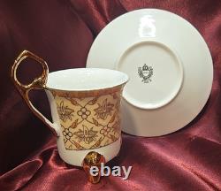 17pc Imperial Japan Design Demitasse Footed Cups Saucers Creamer Sugar Gold Gild