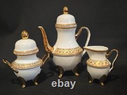 17pc Imperial Japan Design Demitasse Footed Cups Saucers Creamer Sugar Gold Gild