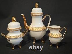 17pc Imperial Japan Design Demitasse Footed Cups Saucers Creamer Sugar Gold Gild