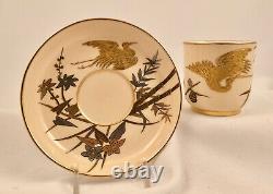 19 C. Royal Worcester Demitasse Cup & Saucer, Aesthetic, Flying Cranes