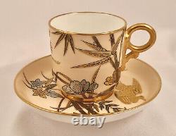 19 C. Royal Worcester Demitasse Cup & Saucer, Aesthetic, Flying Cranes