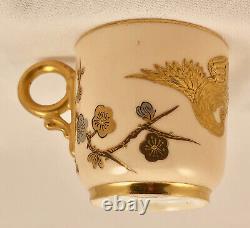 19 C. Royal Worcester Demitasse Cup & Saucer, Aesthetic, Flying Cranes