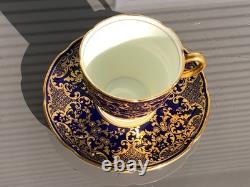 1902-1922 Royal Doulton / Tiffany & Co Porcelain Cobalt Blue Gold Demitasse Cup