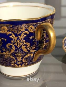 1902-1922 Royal Doulton / Tiffany & Co Porcelain Cobalt Blue Gold Demitasse Cup
