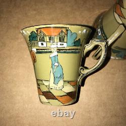 1909 Deldare Buffalo Pottery Teacup Tea Cup Set and Saucers 4 Pieces Demitasse