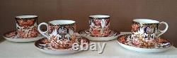 1913 Royal Crown Derby Kings Pattern 383 Demitasse Cups & Saucers Imari Style