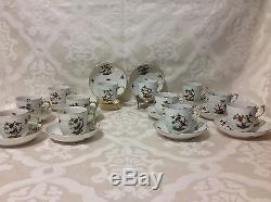 1915-30 12ea Herend Rothchild Birds Demitasse/After Dinner Cups Perfect