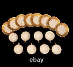 1920's Demitasse set. 8 cups/saucers. Encrusted gold. Porzellan Karlsbader. MINT