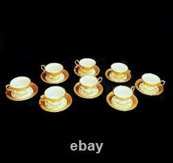 1920's Demitasse set. 8 cups/saucers. Encrusted gold. Porzellan Karlsbader. MINT