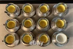 1920's Lenox China and Sterling Silver Demitasse Cups & Saucers (Set of 11 + 1)