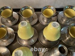 1920's Lenox China and Sterling Silver Demitasse Cups & Saucers (Set of 11 + 1)