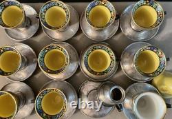 1920's Lenox China and Sterling Silver Demitasse Cups & Saucers (Set of 11 + 1)