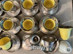 1920's Lenox China and Sterling Silver Demitasse Cups & Saucers (Set of 11 + 1)