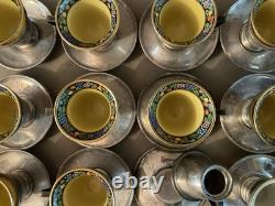 1920's Lenox China and Sterling Silver Demitasse Cups & Saucers (Set of 11 + 1)