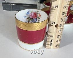 1920s PARAGON 6 Sets Rose Bouquet Burgundy Gold Demitasse Espresso Cups Saucers