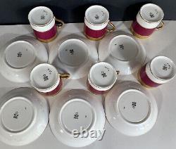 1920s PARAGON 6 Sets Rose Bouquet Burgundy Gold Demitasse Espresso Cups Saucers