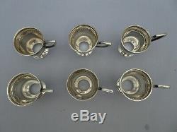 1920s Set of 6 Watson Demitasse Cups & Saucers Sterling Silver Marked witho insert