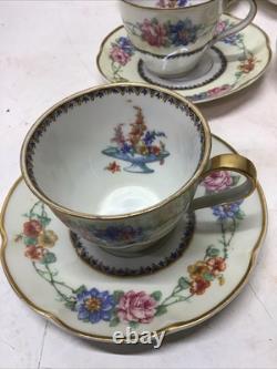 1925-1936 Set Of 12 Theodore Haviland Limoge Aquitania Demitasse Cups & Saucers