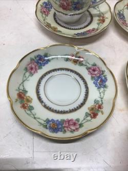 1925-1936 Set Of 12 Theodore Haviland Limoge Aquitania Demitasse Cups & Saucers