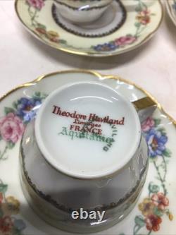 1925-1936 Set Of 12 Theodore Haviland Limoge Aquitania Demitasse Cups & Saucers