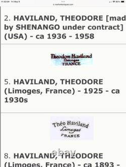 1925-1936 Set Of 12 Theodore Haviland Limoge Aquitania Demitasse Cups & Saucers