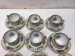 1925-1936 Set Of 12 Theodore Haviland Limoge Aquitania Demitasse Cups & Saucers