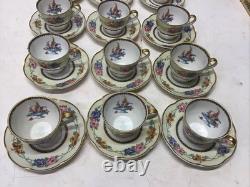 1925-1936 Set Of 12 Theodore Haviland Limoge Aquitania Demitasse Cups & Saucers