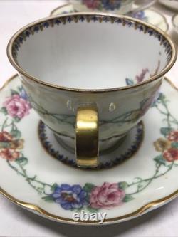 1925-1936 Set Of 12 Theodore Haviland Limoge Aquitania Demitasse Cups & Saucers