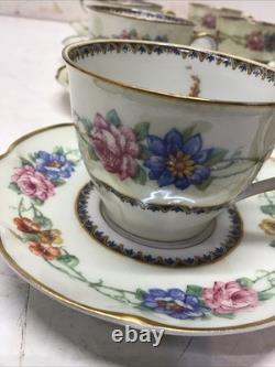 1925-1936 Set Of 12 Theodore Haviland Limoge Aquitania Demitasse Cups & Saucers