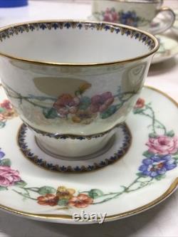 1925-1936 Set Of 12 Theodore Haviland Limoge Aquitania Demitasse Cups & Saucers