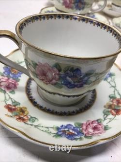 1925-1936 Set Of 12 Theodore Haviland Limoge Aquitania Demitasse Cups & Saucers