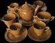 1930 Homer Laughlin Wells Art Demitasse Cafe Pot Sugar Creamer 4 Cups 5 Saucers