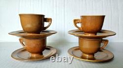 1930 Homer Laughlin Wells Art Demitasse Cafe Pot Sugar Creamer 4 Cups 5 Saucers
