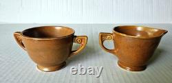 1930 Homer Laughlin Wells Art Demitasse Cafe Pot Sugar Creamer 4 Cups 5 Saucers