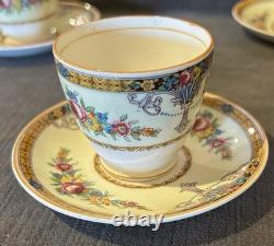 1930's Myott Staffordshire England Set Of 4 Carlton Demitasse Cups & Saucers HTF
