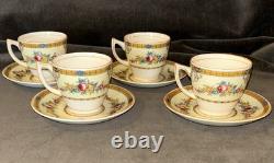 1930's Myott Staffordshire England Set Of 4 Carlton Demitasse Cups & Saucers HTF